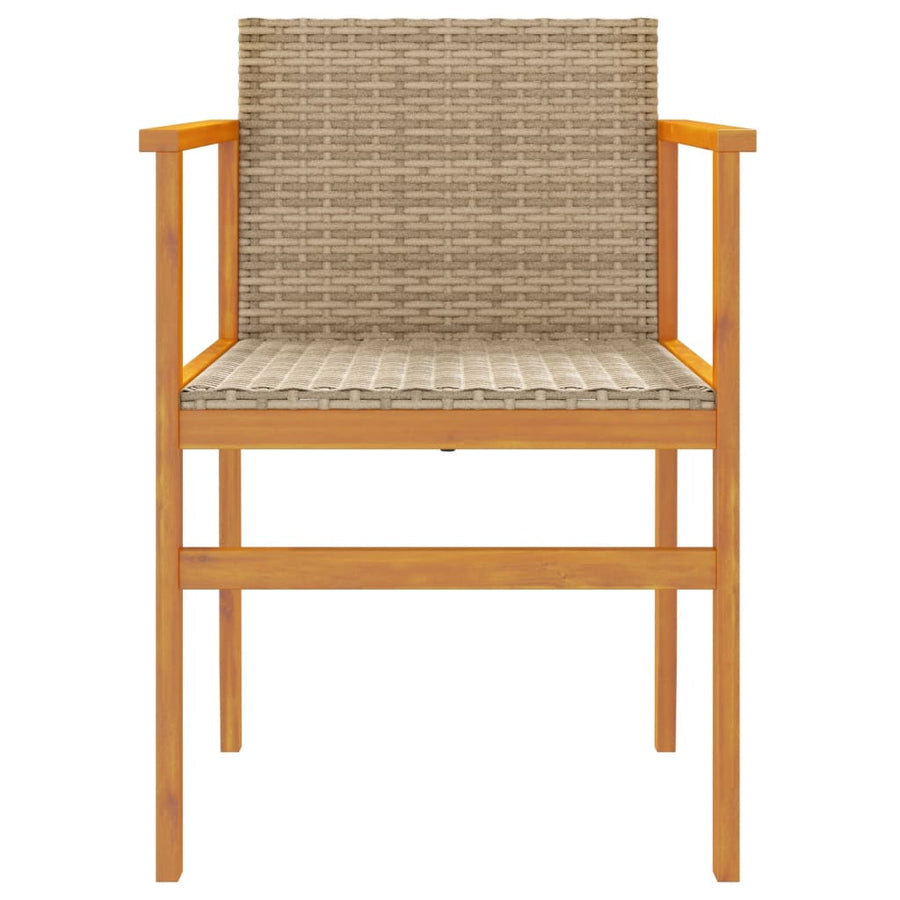 Tuinstoelen 2 St Poly Rattan En Massief Hout Beige
