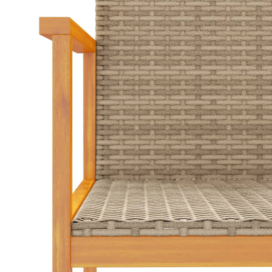 Tuinstoelen 2 St Poly Rattan En Massief Hout Beige