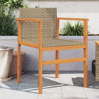 Garden chairs 2 pcs poly rattan and solid wood beige