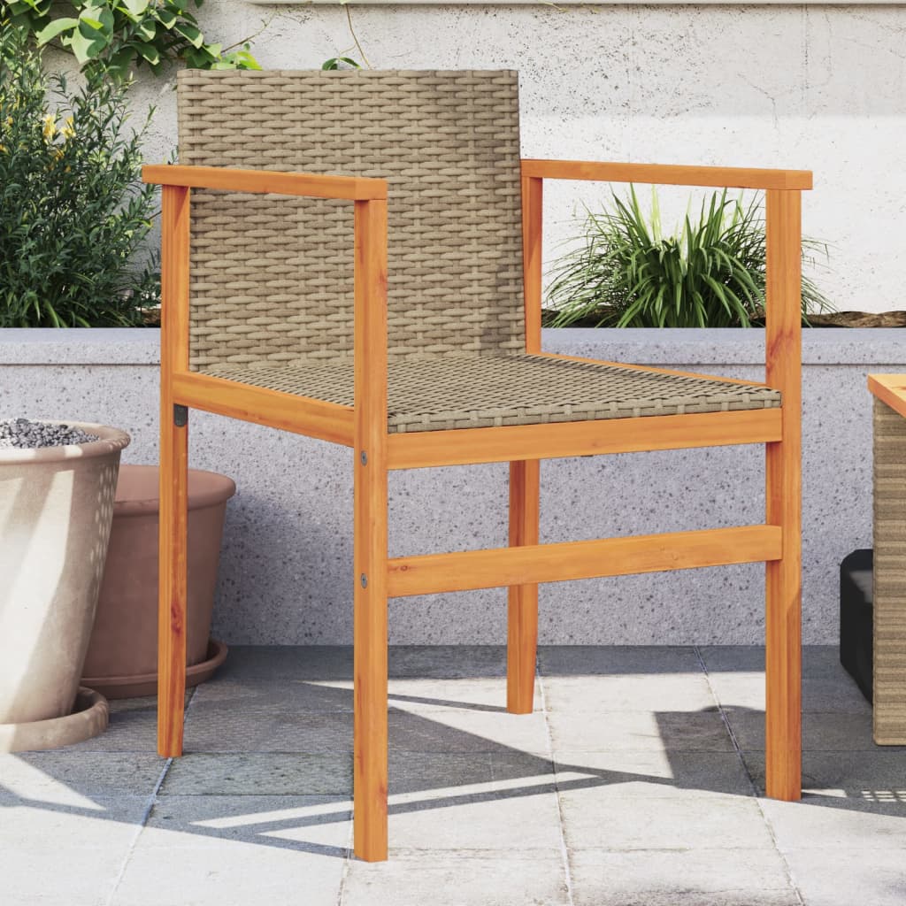 Tuinstoelen 2 St Poly Rattan En Massief Hout Beige