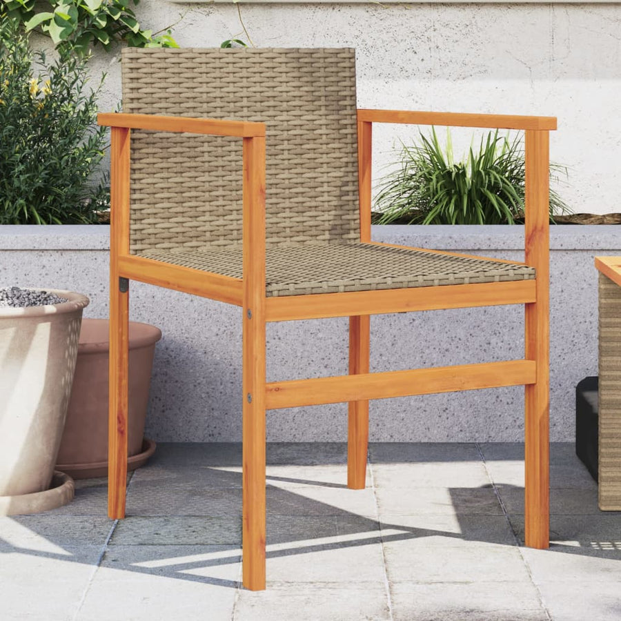 Tuinstoelen 2 St Poly Rattan En Massief Hout Beige