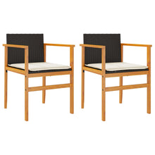 Tuinstoelen 2 St Met Kussens Poly Rattan En Massief Hout Zwart