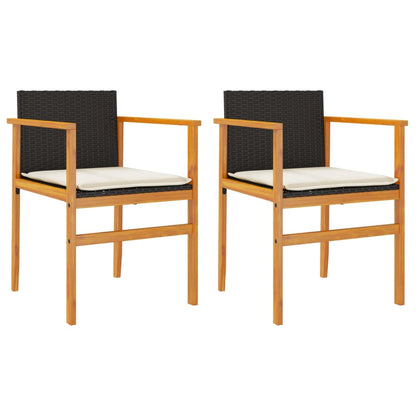 Tuinstoelen 2 St Met Kussens Poly Rattan En Massief Hout Zwart