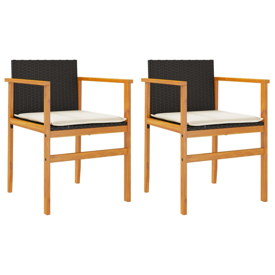 Tuinstoelen 2 St Met Kussens Poly Rattan En Massief Hout Zwart