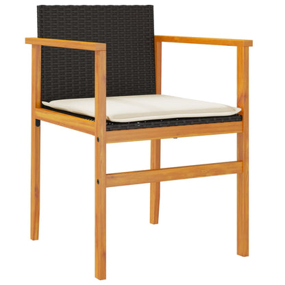 Tuinstoelen 2 St Met Kussens Poly Rattan En Massief Hout Zwart
