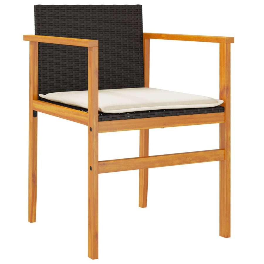 Tuinstoelen 2 St Met Kussens Poly Rattan En Massief Hout Zwart