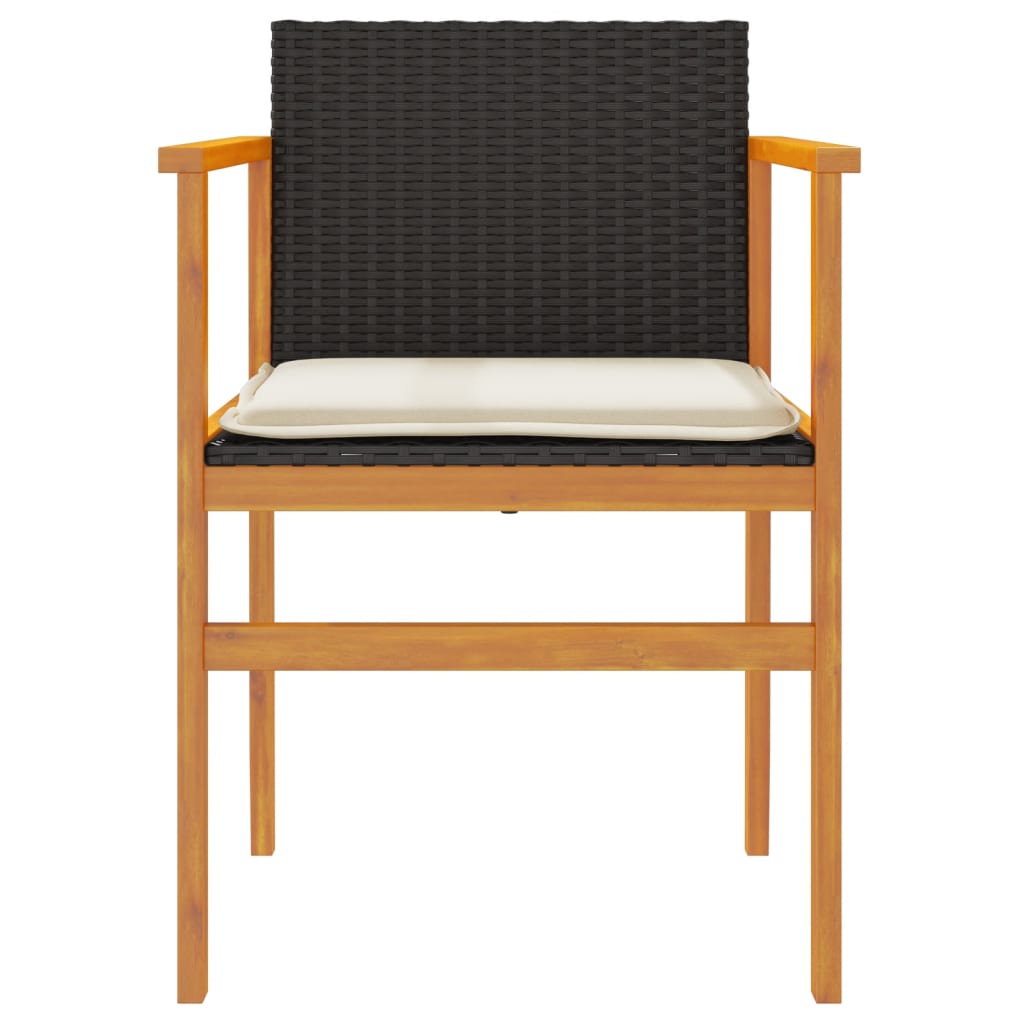 Tuinstoelen 2 St Met Kussens Poly Rattan En Massief Hout Zwart