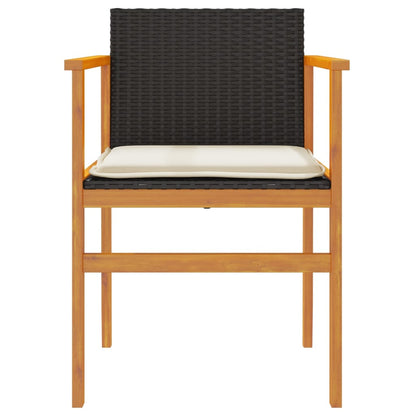 Tuinstoelen 2 St Met Kussens Poly Rattan En Massief Hout Zwart