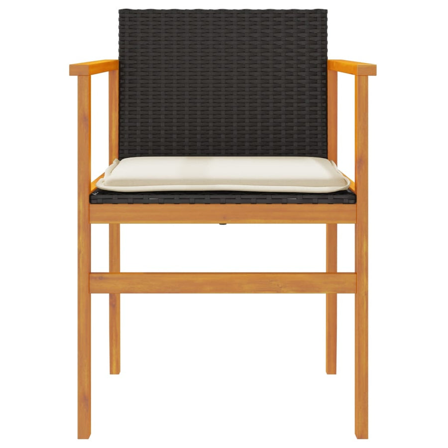 Tuinstoelen 2 St Met Kussens Poly Rattan En Massief Hout Zwart