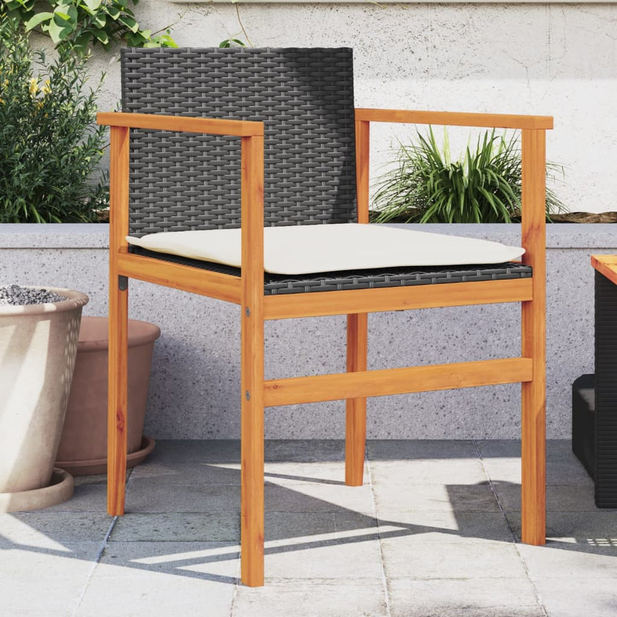 Tuinstoelen 2 St Met Kussens Poly Rattan En Massief Hout Zwart