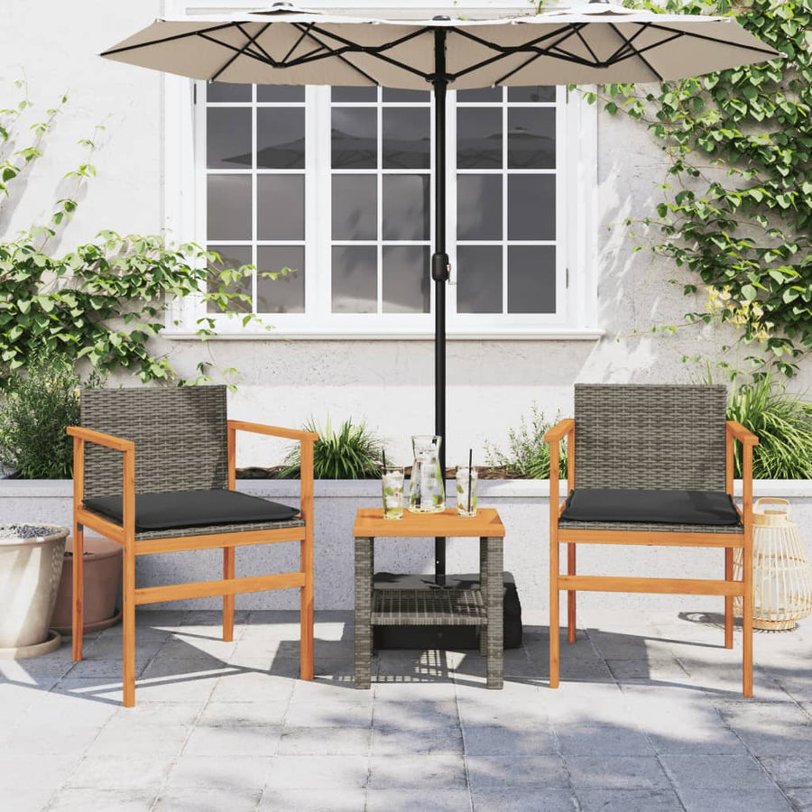 Tuinstoelen 2 St Met Kussens Poly Rattan En Massief Hout Grijs