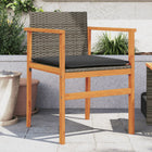 Garden chairs 2 pcs with cushions poly rattan and solid wood grey