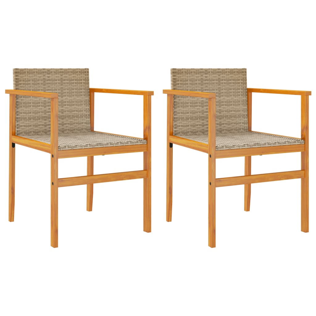 Tuinstoelen 2 St Met Kussens Poly Rattan En Massief Hout Beige