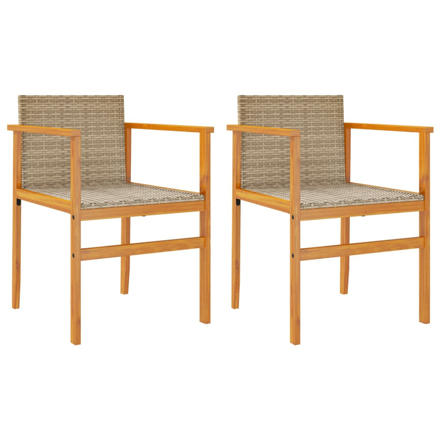 Tuinstoelen 2 St Met Kussens Poly Rattan En Massief Hout Beige