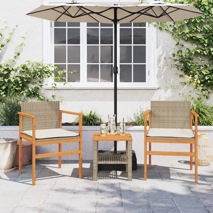 Tuinstoelen 2 St Met Kussens Poly Rattan En Massief Hout Beige