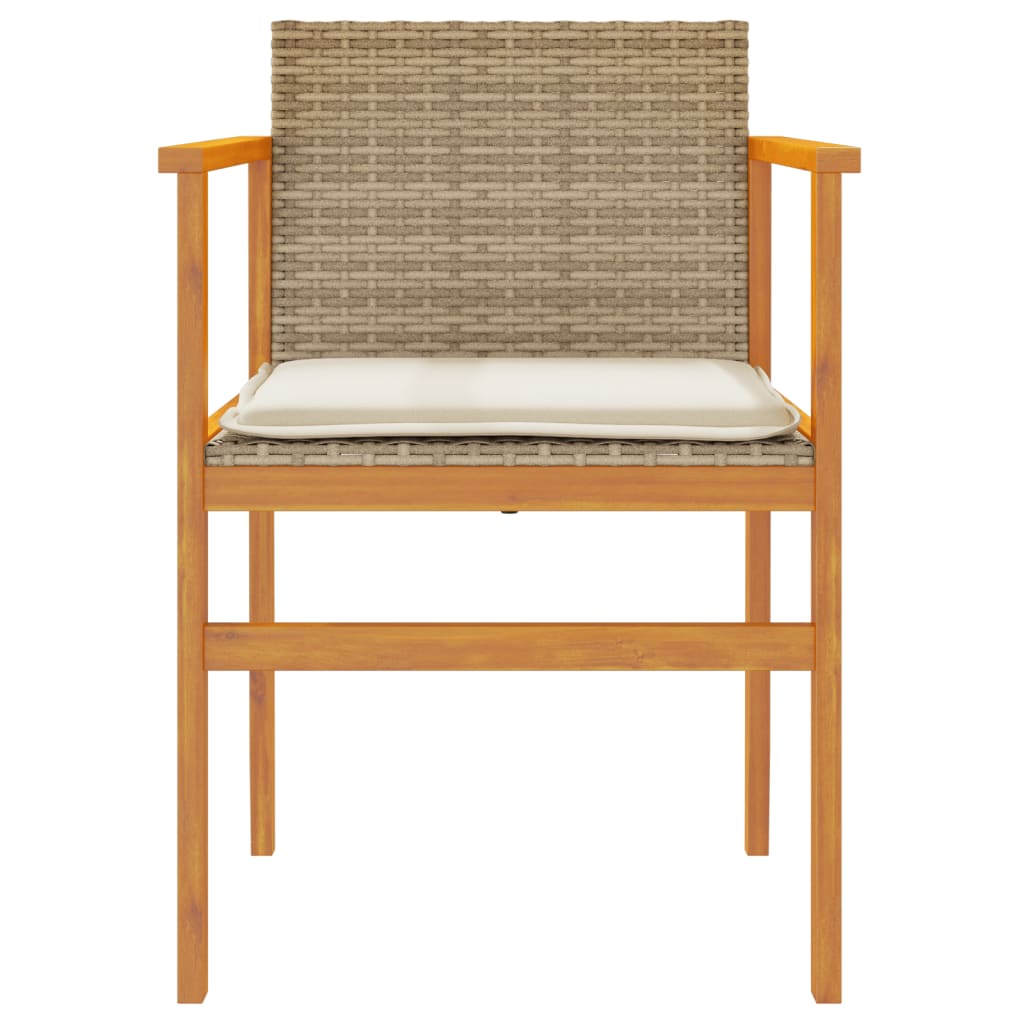 Tuinstoelen 2 St Met Kussens Poly Rattan En Massief Hout Beige