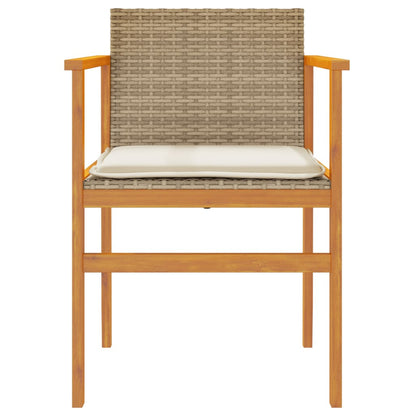 Tuinstoelen 2 St Met Kussens Poly Rattan En Massief Hout Beige
