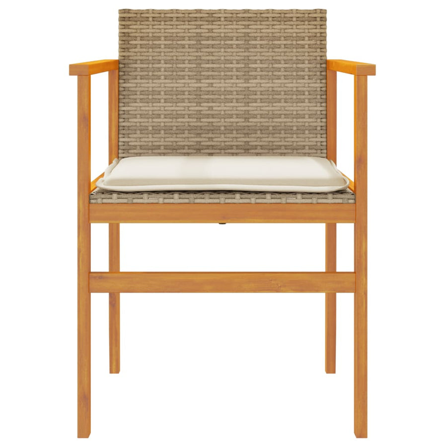 Tuinstoelen 2 St Met Kussens Poly Rattan En Massief Hout Beige