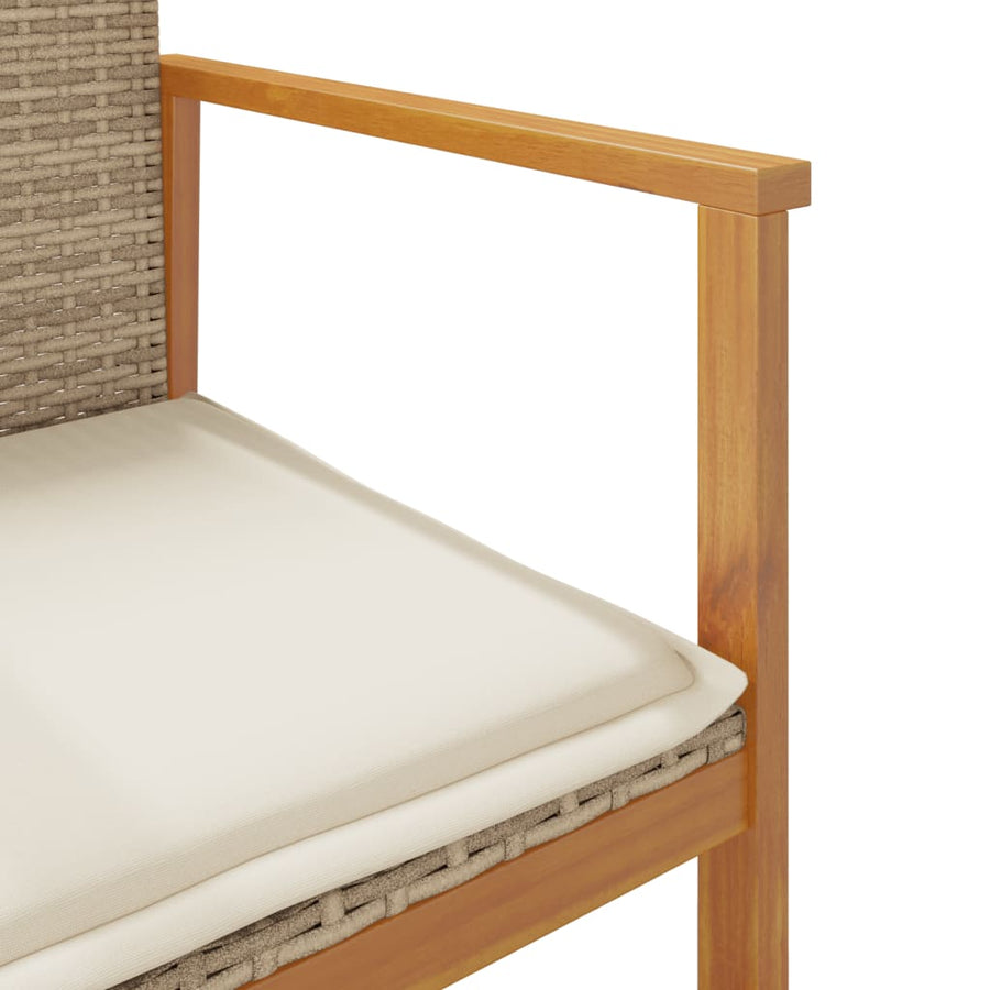 Tuinstoelen 2 St Met Kussens Poly Rattan En Massief Hout Beige
