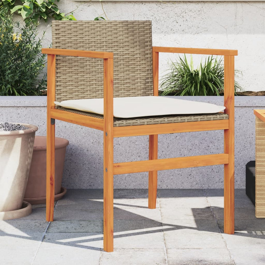 Tuinstoelen 2 St Met Kussens Poly Rattan En Massief Hout Beige