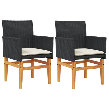 Tuinstoelen 2 St Met Kussens Poly Rattan En Massief Hout Zwart