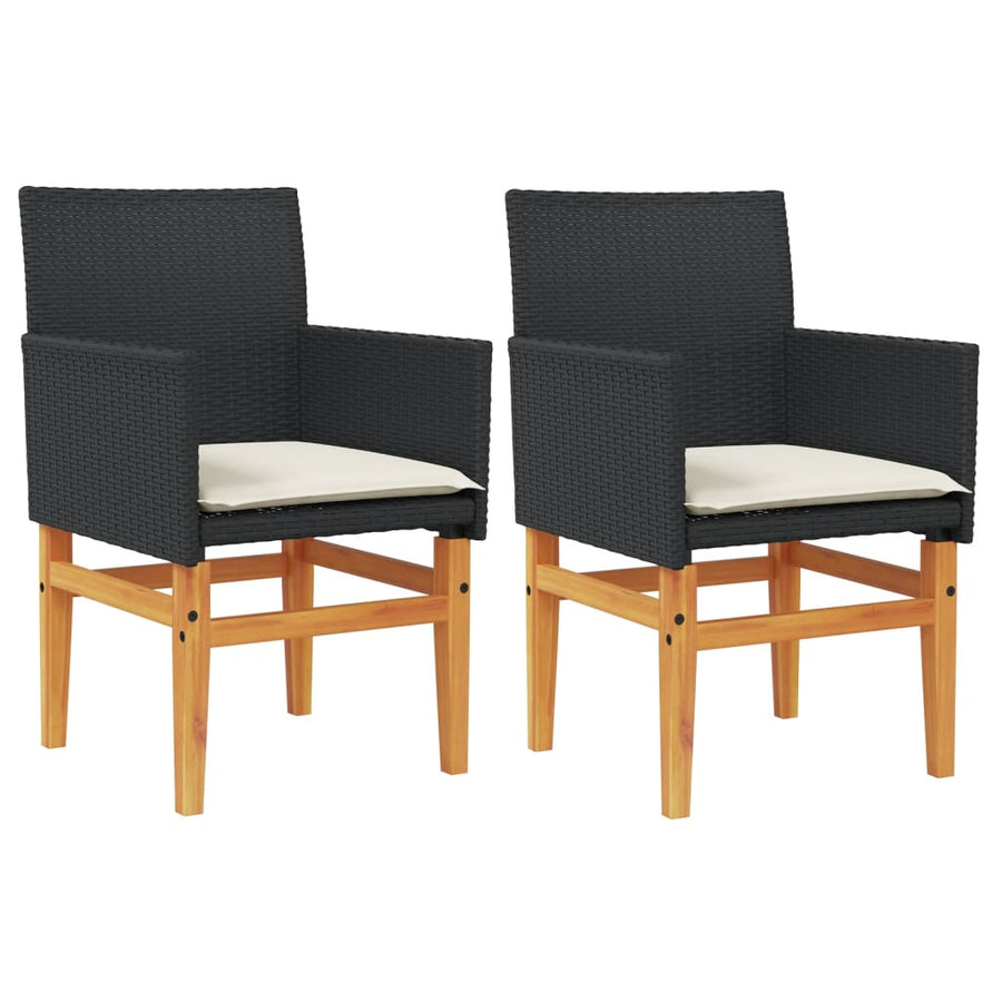 Tuinstoelen 2 St Met Kussens Poly Rattan En Massief Hout Zwart