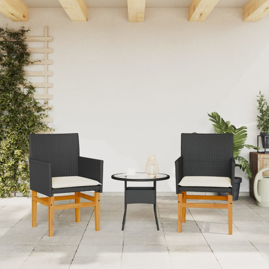 Tuinstoelen 2 St Met Kussens Poly Rattan En Massief Hout Zwart