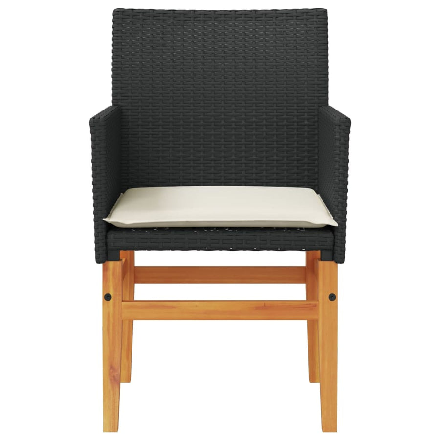 Tuinstoelen 2 St Met Kussens Poly Rattan En Massief Hout Zwart