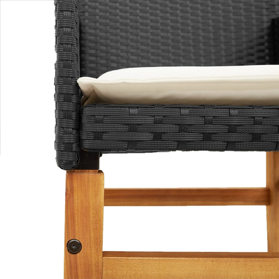 Tuinstoelen 2 St Met Kussens Poly Rattan En Massief Hout Zwart