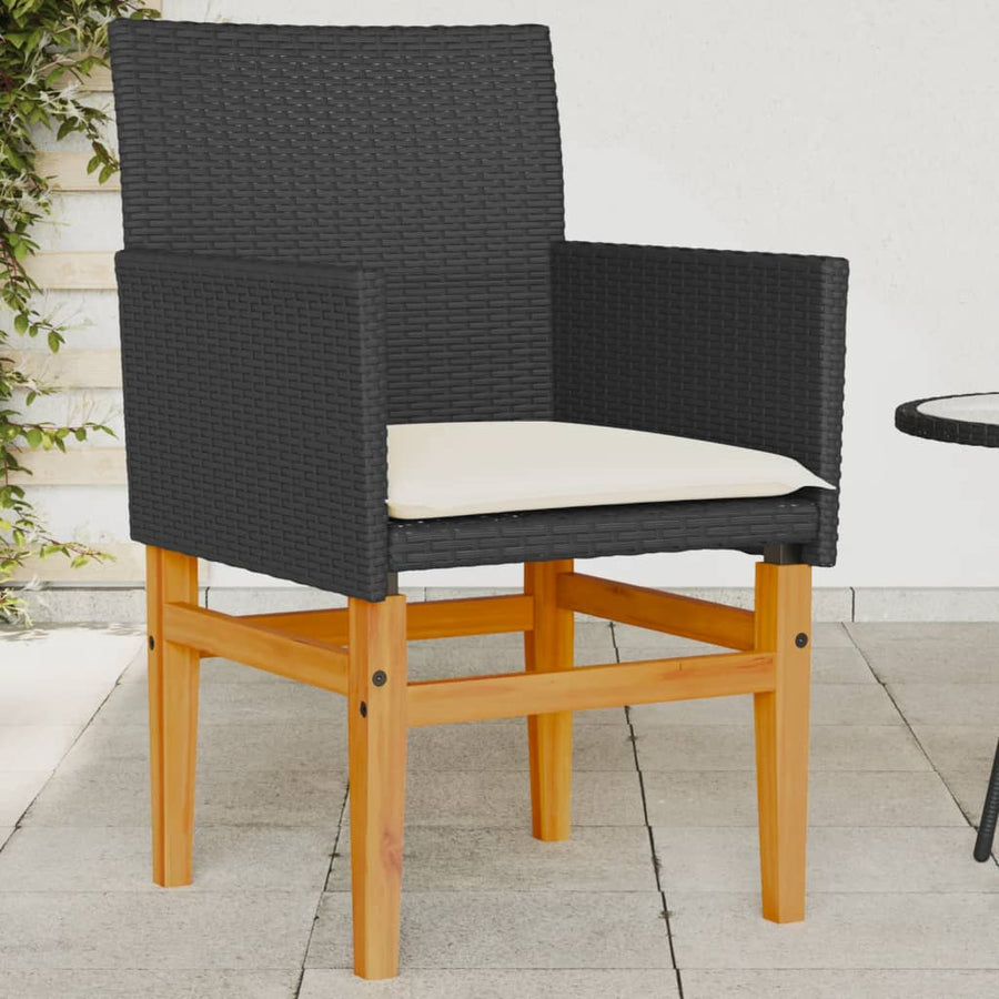 Tuinstoelen 2 St Met Kussens Poly Rattan En Massief Hout Zwart