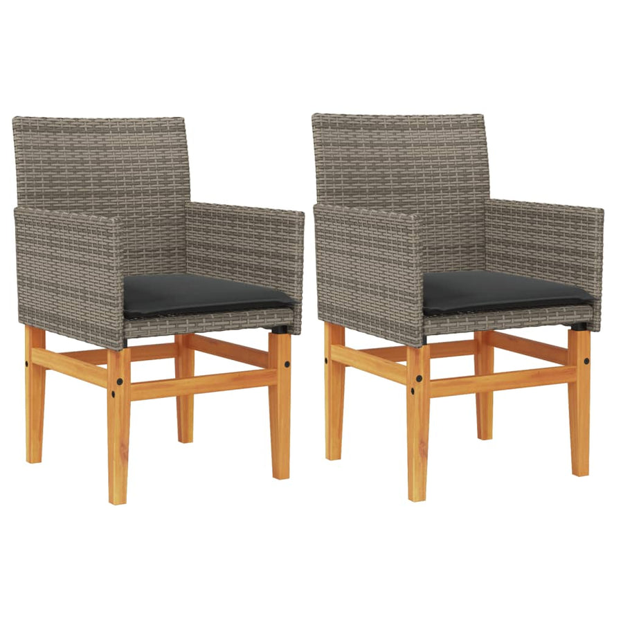 Tuinstoelen 2 St Met Kussens Poly Rattan En Massief Hout Grijs