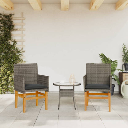 Tuinstoelen 2 St Met Kussens Poly Rattan En Massief Hout Grijs