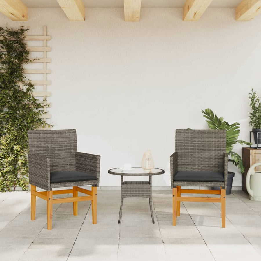 Tuinstoelen 2 St Met Kussens Poly Rattan En Massief Hout Grijs