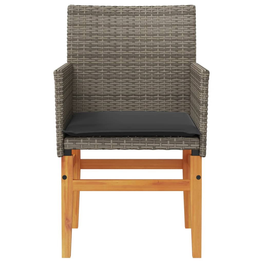 Tuinstoelen 2 St Met Kussens Poly Rattan En Massief Hout Grijs