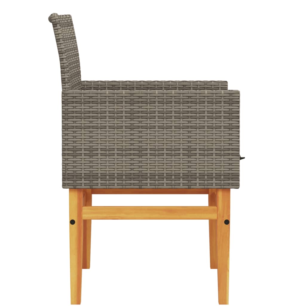 Tuinstoelen 2 St Met Kussens Poly Rattan En Massief Hout Grijs