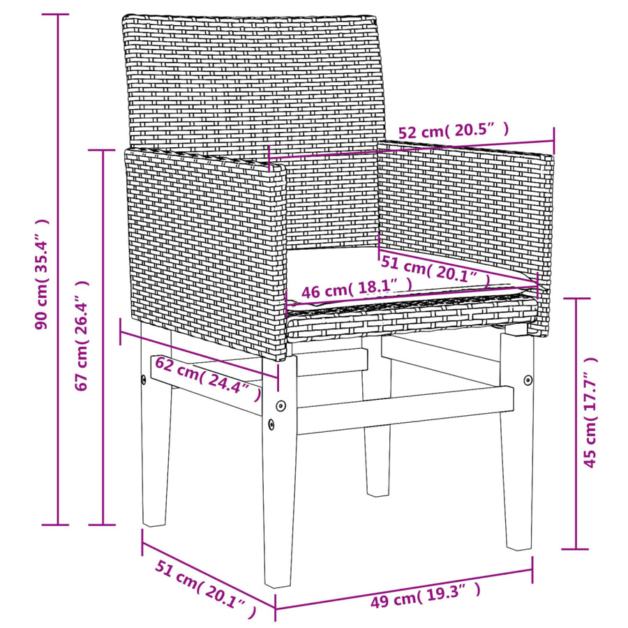 Tuinstoelen 2 St Met Kussens Poly Rattan En Massief Hout Grijs