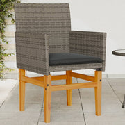 Tuinstoelen 2 st poly rattan massief hout grijs