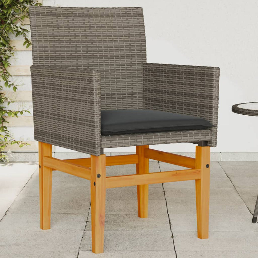Tuinstoelen 2 St Met Kussens Poly Rattan En Massief Hout Grijs