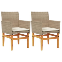 Tuinstoelen 2 St Met Kussens Poly Rattan En Massief Hout Beige