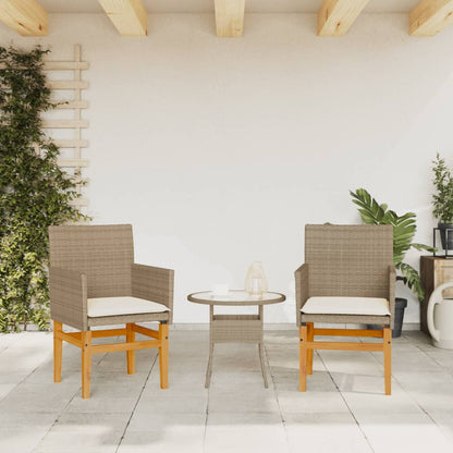 Tuinstoelen 2 St Met Kussens Poly Rattan En Massief Hout Beige