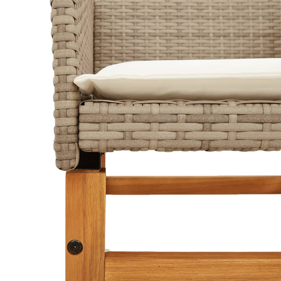 Tuinstoelen 2 St Met Kussens Poly Rattan En Massief Hout Beige