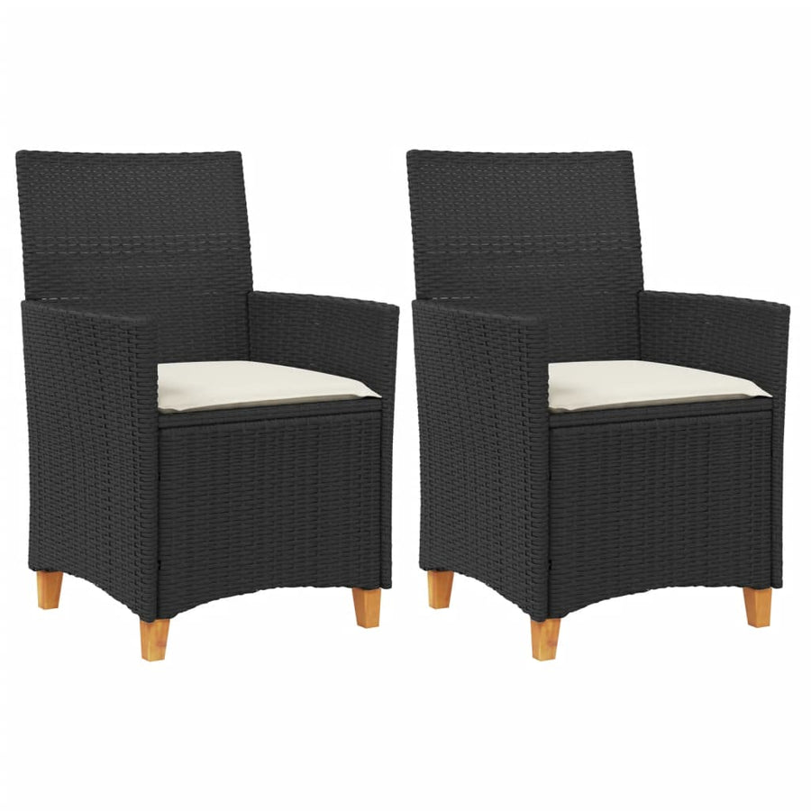 Tuinstoelen 2 St Met Kussens Poly Rattan En Massief Hout Zwart