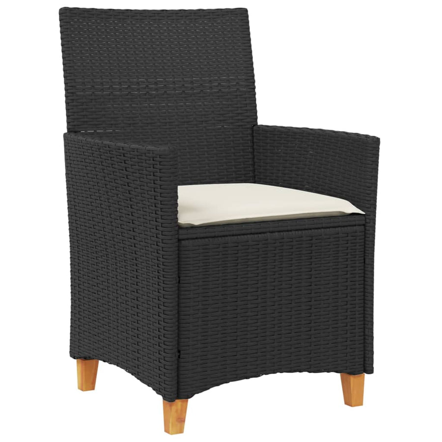 Tuinstoelen 2 St Met Kussens Poly Rattan En Massief Hout Zwart