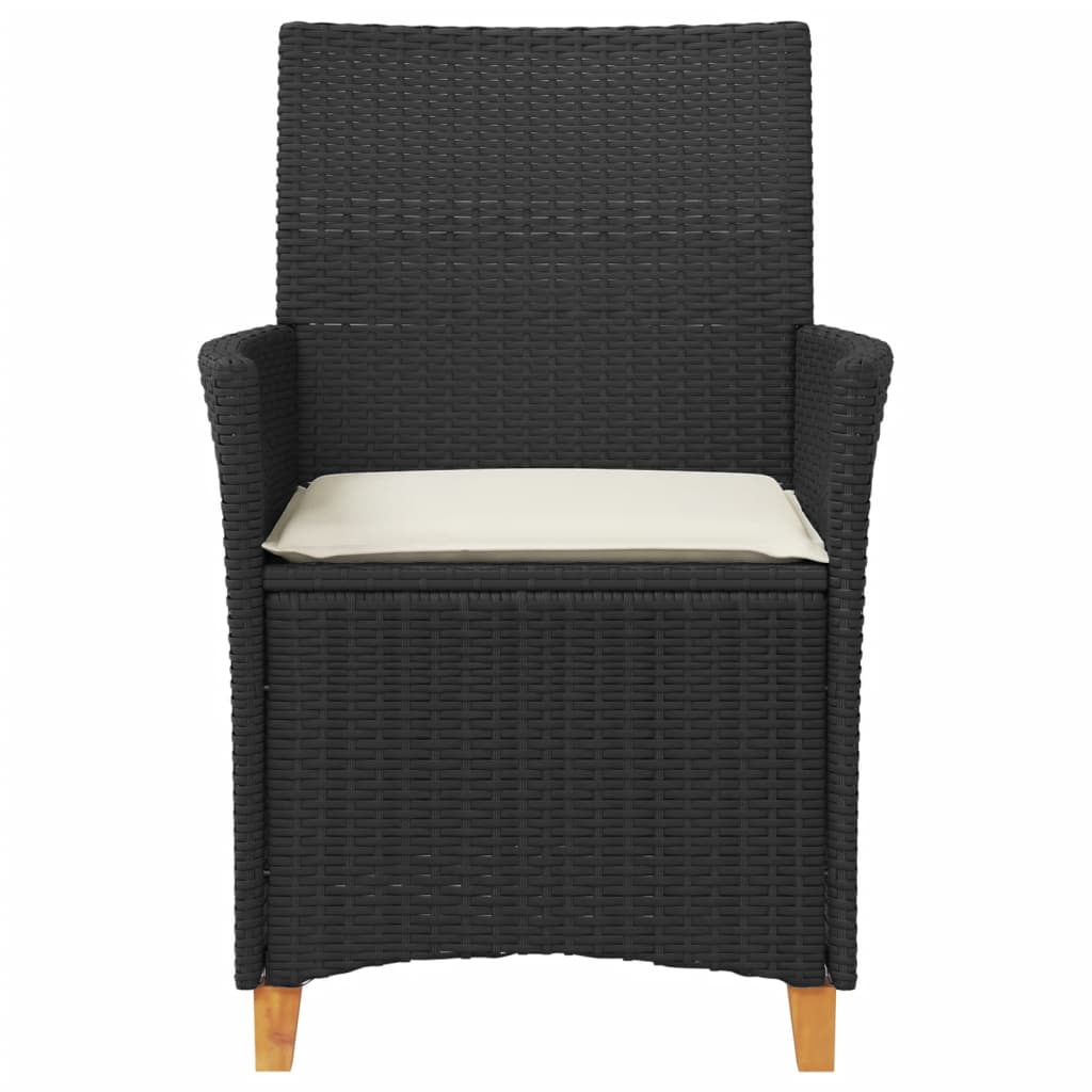 Tuinstoelen 2 St Met Kussens Poly Rattan En Massief Hout Zwart
