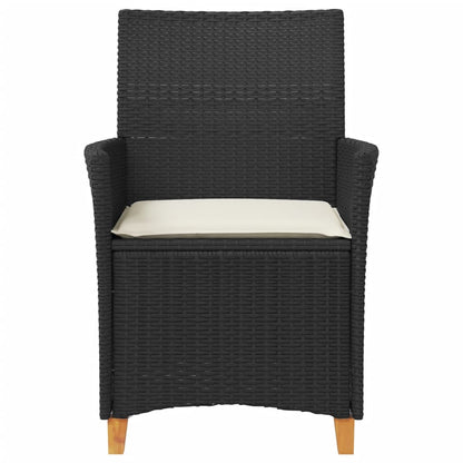 Tuinstoelen 2 St Met Kussens Poly Rattan En Massief Hout Zwart