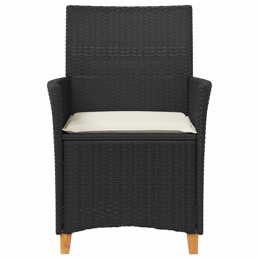 Tuinstoelen 2 St Met Kussens Poly Rattan En Massief Hout Zwart