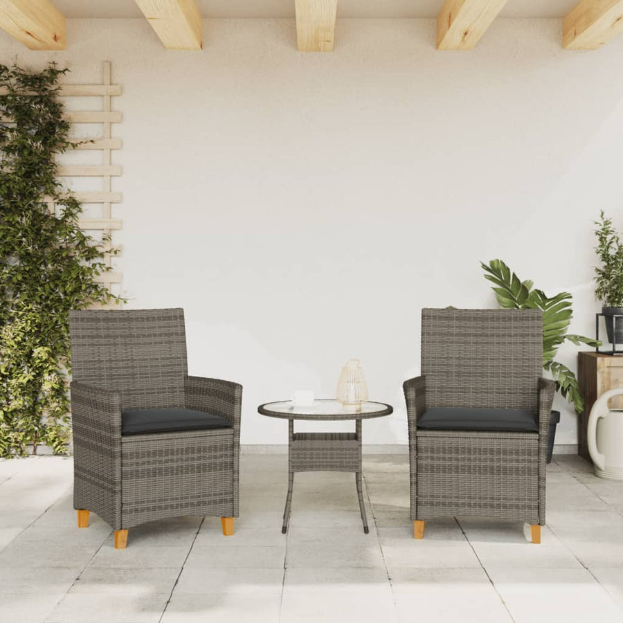 Tuinstoelen 2 St Met Kussens Poly Rattan En Massief Hout Grijs