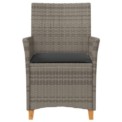 Tuinstoelen 2 St Met Kussens Poly Rattan En Massief Hout Grijs
