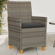 Garden chairs 2 pcs with cushions poly rattan and solid wood grey