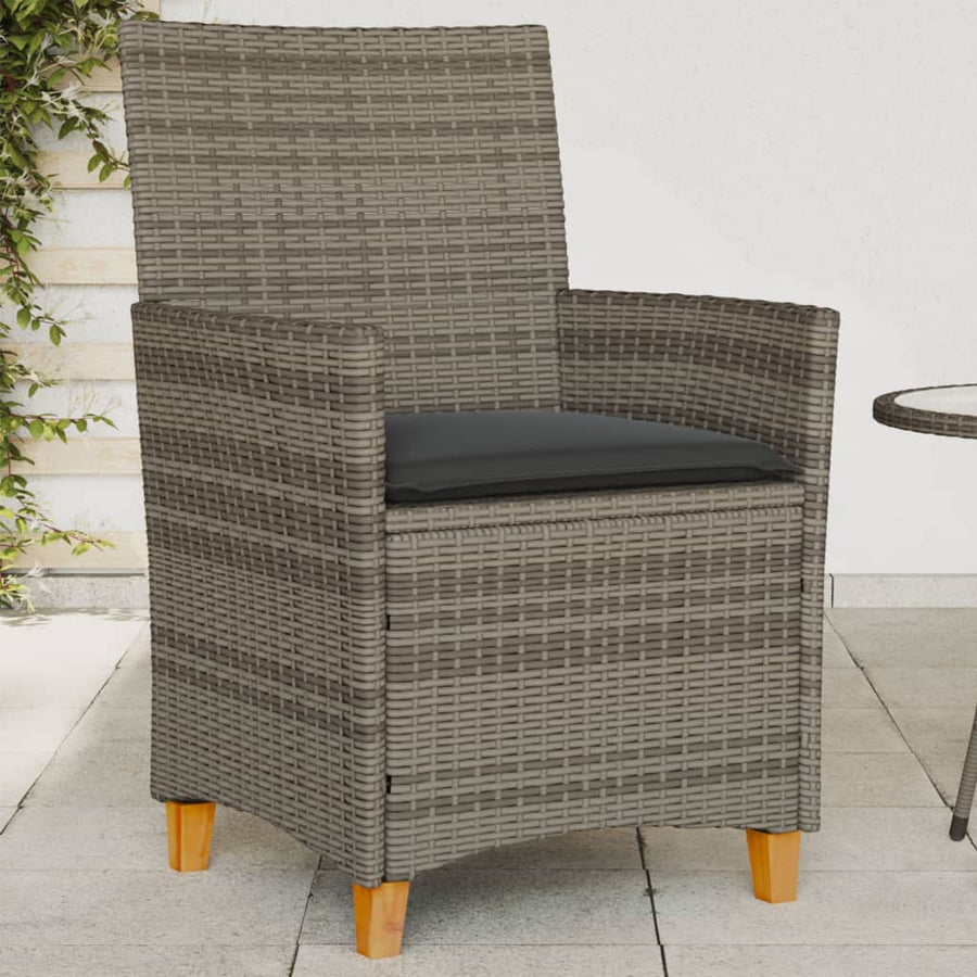 Tuinstoelen 2 St Met Kussens Poly Rattan En Massief Hout Grijs